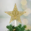 Star Tree Toppers*Northlight 10" Led Lighted Gold Glittered Star Christmas Tree Topper, Warm White Lights