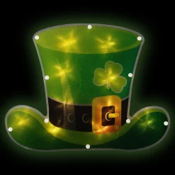 Northlight 12.5" Led Lighted Irish St. Patrick's Day Leprechaun Hat Window Silhouette With Timer