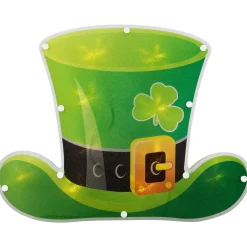 Northlight 12.5" Led Lighted Irish St. Patrick's Day Leprechaun Hat Window Silhouette With Timer