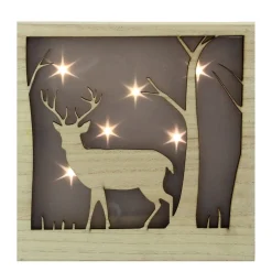 Signs & Plaques*Northlight 9.75" Led Lighted Male Deer With Antlers Stars Lighted Christmas Wooden Box