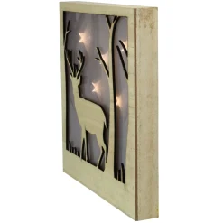 Signs & Plaques*Northlight 9.75" Led Lighted Male Deer With Antlers Stars Lighted Christmas Wooden Box