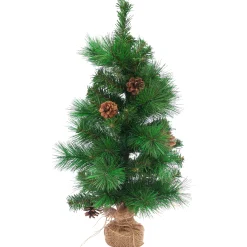 Northlight 2.5 Feet Tall And Smaller>23.5" Led Lighted Mixed Pine And Pine Cones Artificial Christmas Tree In Jute Base