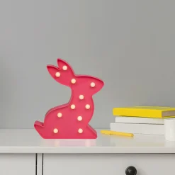 Northlight 9.5" Led Lighted Pink Easter Bunny Marquee Wall Sign