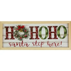 Wall & Door Decorations*Northlight 19.75" Led Lighted Plaid 'Ho Ho Ho' Wooden Christmas Wall Sign