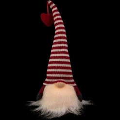 Northlight 13.5" Led Lighted Red And White Striped Hat Valentine's Day Gnome