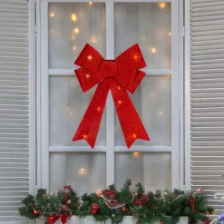 Bows*Northlight 17.5" Led Lighted Red Sequin Bow Christmas Decoration