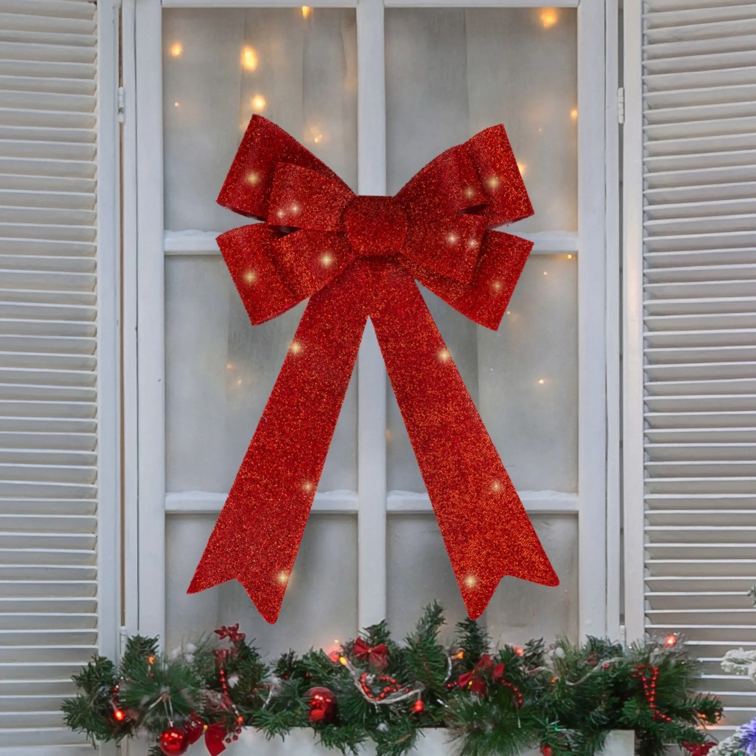 Bows*Northlight 24" Led Lighted Red Tinsel Bow Christmas Decoration