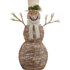 Outdoor Decorations*Northlight 48" Led Lighted Rustic Rattan Snowman Outdoor Christmas Decoration
