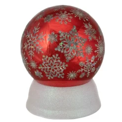 Snow Globes*Northlight 6.5" Led Lighted Shiny Red Snowflake Water Globe Tabletop Decoration