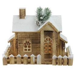 Table Top Pieces*Northlight 12" Led Lighted Snowy Rustic Cabin Christmas Decoration