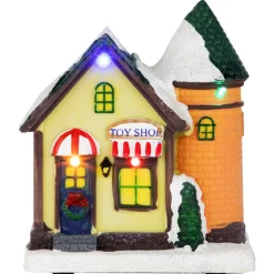 Christmas Villages*Northlight 5" Led Lighted Snowy Toy Shop Christmas Village Display Piece
