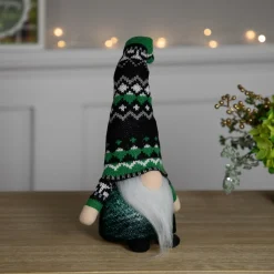 Northlight 11.5" Led Lighted St. Patrick's Day Boy Gnome With Green Irish Fair Isle Hat