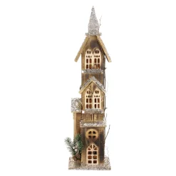 Table Top Pieces*Northlight 24.5" Led Lighted 3-Tier Brown Church Christmas Decoration