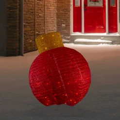 Commercial*Northlight 38" Led Lighted Twinkling Red Tinsel Ornament Outdoor Christmas Decoration