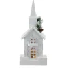 Table Top Pieces*Northlight 16.5" Led Lighted White And Green Snowy Church Christmas Decoration