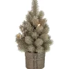Northlight Pre-Lit Traditional Trees>10.25" Led Potted Champagne Metallic Glitter Artificial Christmas Tree - Clear Lights