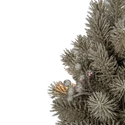 Northlight Pre-Lit Traditional Trees>10.25" Led Potted Champagne Metallic Glitter Artificial Christmas Tree - Clear Lights