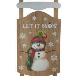 Signs & Plaques*Northlight 24" Let It Snow Wooden Sled Snowman And Snowflakes Wall Sign