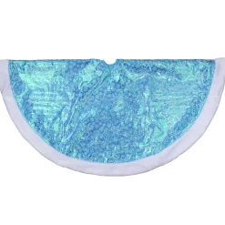 48 Inch And Smaller*Northlight 48" Light Blue Iridescent Mesh Glittered Snowflakes Christmas Tree Skirt