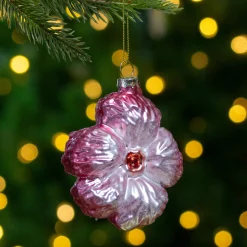Northlight Garden & Floral>3.5" Light Pink Glass Flower Christmas Ornament