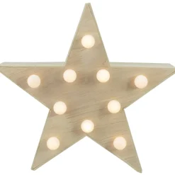 Signs & Plaques*Northlight 9.25" Lighted 5 Point Wooden Star Christmas Tabletop Decor