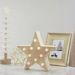Signs & Plaques*Northlight 9.25" Lighted 5 Point Wooden Star Christmas Tabletop Decor