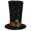 Lighted Tree Toppers*Northlight 9.25" Lighted Black Tinsel Top Hat Christmas Tree Topper, Clear Lights