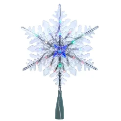 Snowflake Tree Toppers*KSA 11" Lighted Blue And Clear Snowflake Christmas Tree Topper, Multicolor Led Lights