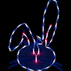 Northlight 17" Lighted Blue Easter Bunny Head Window Silhouette