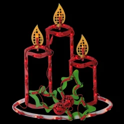 Window Decorations*Northlight 16.5" Lighted Candles With Holly And Berry Christmas Window Silhouette