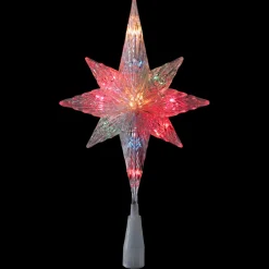 Star Tree Toppers*Northlight 11" Lighted Clear 8 Point Star Of Bethlehem Christmas Tree Topper - Multicolor Lights