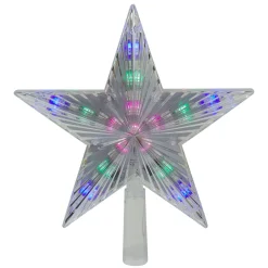 Star Tree Toppers*Hofert 9.5" Lighted Clear 5 Point Star Christmas Tree Topper - Multicolor Led Lights
