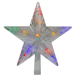 Star Tree Toppers*Hofert 9.5" Lighted Clear Constant Wide Angle 5 Point Star Christmas Tree Topper - Multicolor Led Lights