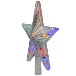 Star Tree Toppers*Hofert 9.5" Lighted Clear Constant Wide Angle 5 Point Star Christmas Tree Topper - Multicolor Led Lights