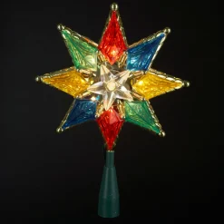 Star Tree Toppers*KSA 8" Lighted Clear 8-Point Star Christmas Tree Topper - Multi Lights