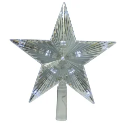 Star Tree Toppers*Hofert 9.5" Lighted Clear Twinkling 5-Point Star Christmas Tree Topper - Clear White Led Lights