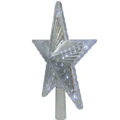 Star Tree Toppers*Hofert 9.5" Lighted Clear Twinkling 5-Point Star Christmas Tree Topper - Clear White Led Lights