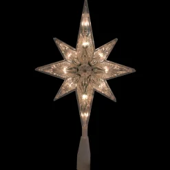 Star Tree Toppers*Northlight 10" Lighted Faceted Star Of Bethlehem Christmas Tree Topper- Clear Lights, Green Wire