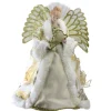 Angel Tree Toppers*Northlight 12" Lighted Fiber Optic Angel In Gold And Cream Gown With Harp Christmas Tree Topper