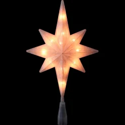 Star Tree Toppers*Northlight 11" Lighted Frosted Clear And Rose Gold Bethlehem Star Christmas Tree Topper - Clear Lights