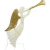 Outdoor Decorations*Northlight 48" Lighted Glittered Silver And Gold Trumpeting Angel Christmas Outdoor Decoration