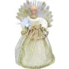 Angel Tree Toppers*Kurt Adler 12" Lighted Gold And Ivory Angel Tree Topper - Multicolor Fiber Optic Lights