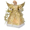 Angel Tree Toppers*Kurt Adler 12" Lighted Gold Angel With A Snowflakes Christmas Tree Topper - Clear Lights