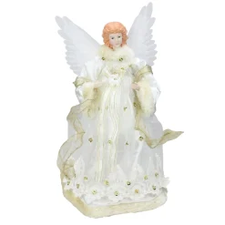 Angel Tree Toppers*Kurt Adler 16" Lighted Gold Fiber Optic Animated Porcelain Angel Christmas Tree Topper