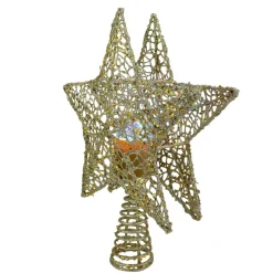 Star Tree Toppers*Northlight 13" Lighted Gold Star With Rotating Projector Christmas Tree Topper - Multicolor Led Lights