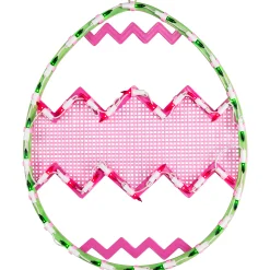 Northlight 17" Lighted Green With Pink Chevron Stripe Easter Egg Window Silhouette