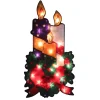 Window Decorations*Northlight 17.5" Lighted Holly And Berry With Candles And Bow Christmas Window Silhouette