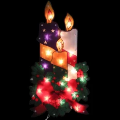 Window Decorations*Northlight 17.5" Lighted Holly And Berry With Candles And Bow Christmas Window Silhouette