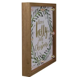 Signs & Plaques*Northlight 11.75" Lighted "Holly Jolly" With A Green Wreath Wood Christmas Plaque
