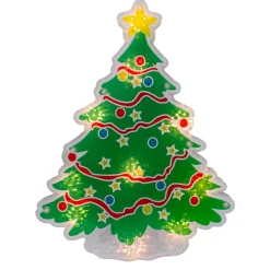Window Decorations*Northlight 12.5" Lighted Holographic Christmas Tree Window Silhouette Decor